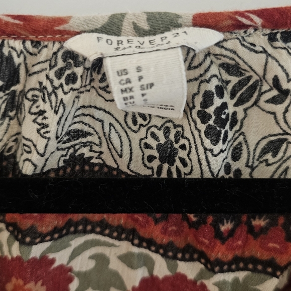 Forever 21 S Boho Hippie Peasant Shirt Blouse Mini Dress Gathered Waist Small - Picture 2 of 9